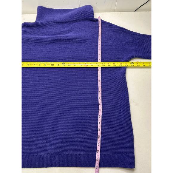 Free People Ottoman Slouchy Ribbed Mock Neck Tunic Length Sweater In Blue Size S - Picture 4 of 6